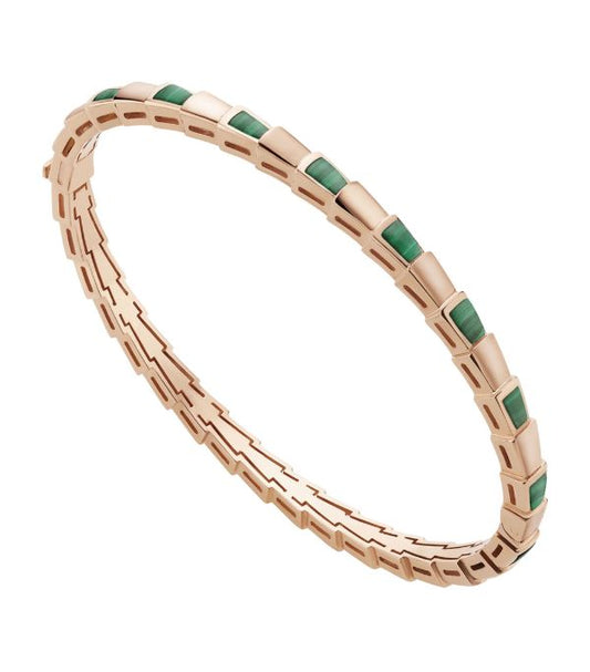 BVLGARI SERPENTI BRACELET PINK GOLD MALACHITE
