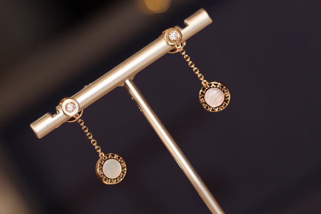 BVLGARI BVL EARRINGS DROP WHITE PINK GOLD