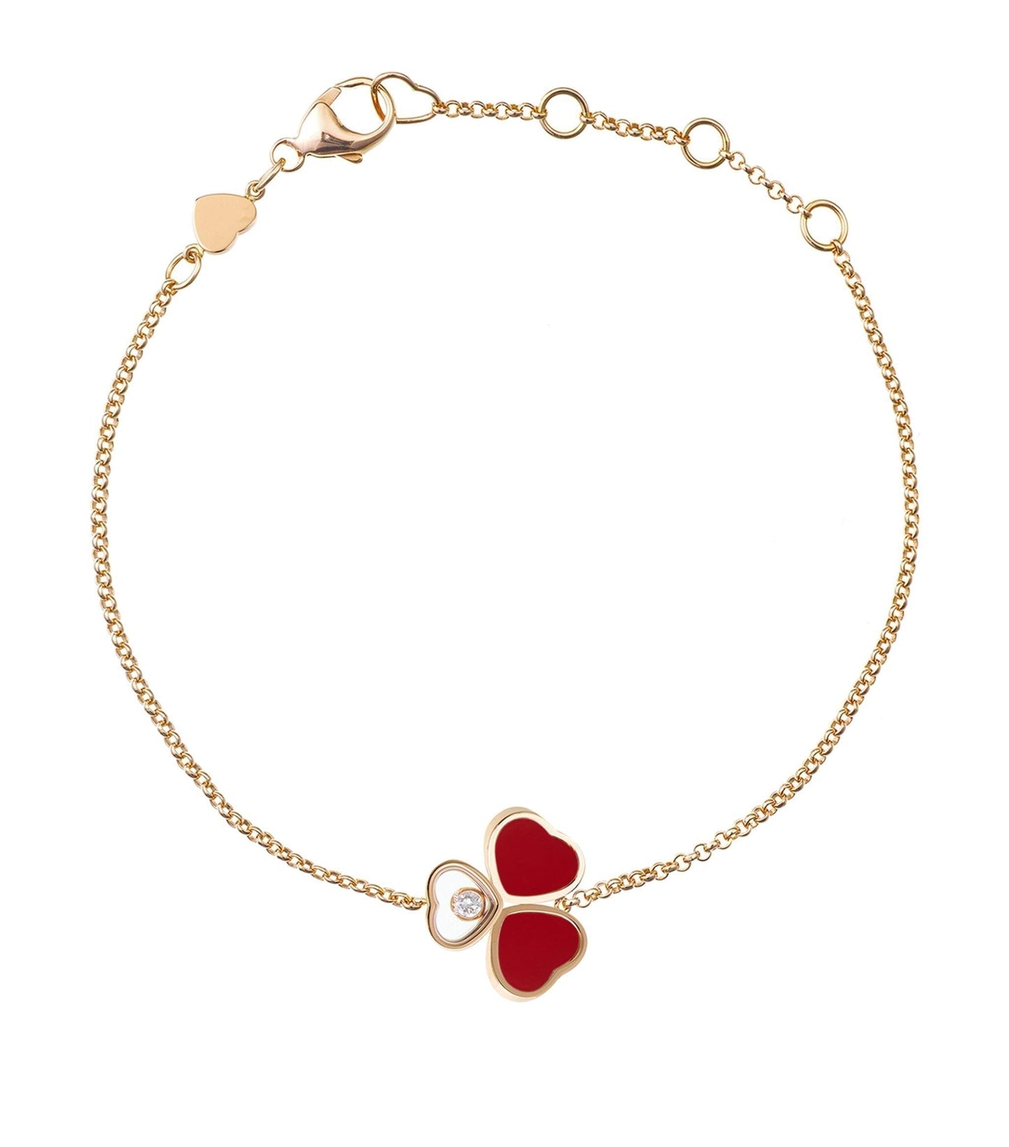 CHOPARD HAPPY HEART CARNELIAN BRACELET PINK GOLD DIAMOND