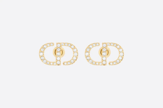 DIOR PETIT CD DIAMOND GOLD STUD EARRINGS