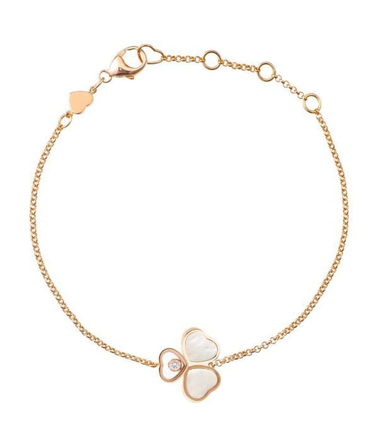 CHOPARD HAPPY HEART MOP BRACELET PINK GOLD DIAMOND