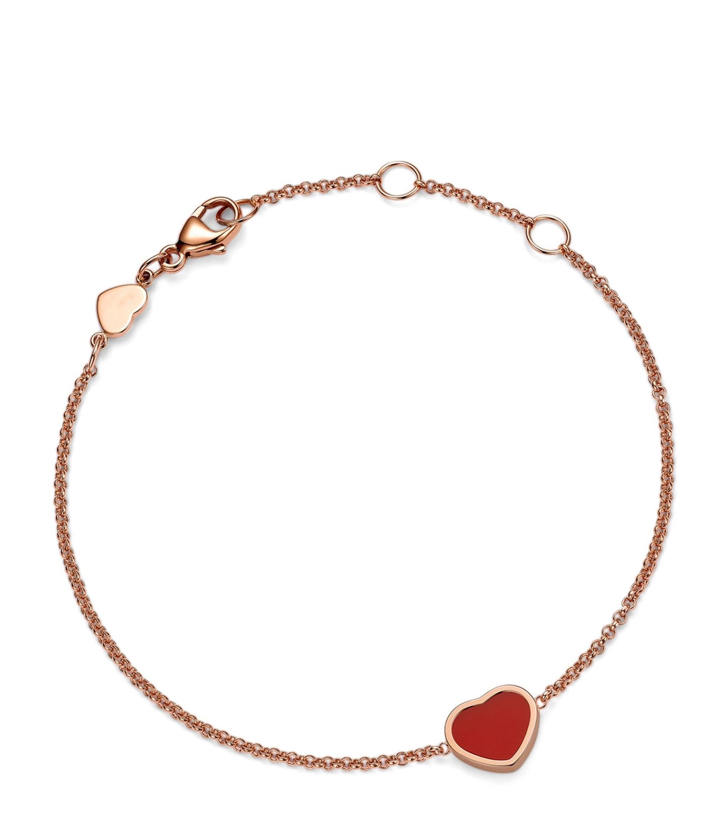 CHOPARD HAPPY HEART CARNELIAN PINK GOLD BRACELET DIAMOND