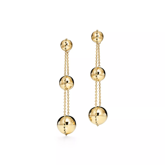 TIFFANY TRIPLE DROP GOLD EARRINGS