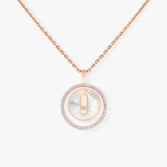 MESSIKA LUCKY MOVE 1 DIAMOND WHITE MOTHER OF PEARL PINK GOLD DIAMOND NECKLACE