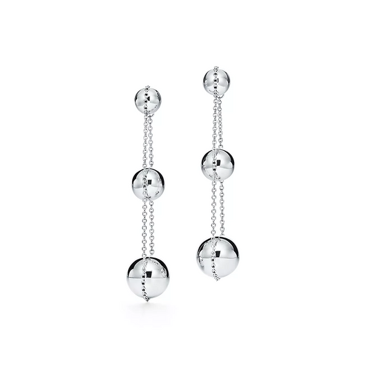 TIFFANY TRIPLE DROP SILVER EARRINGS
