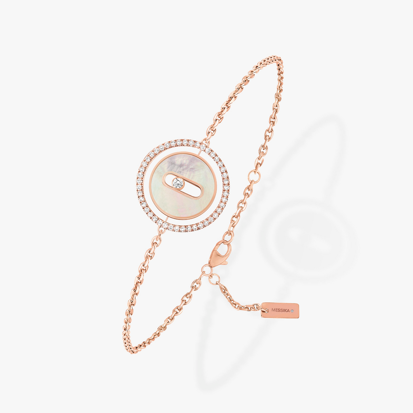 MESSIKA LUCKY MOVE WHITE MOTHER OF PEARL PINK GOLD DIAMOND BRACELET