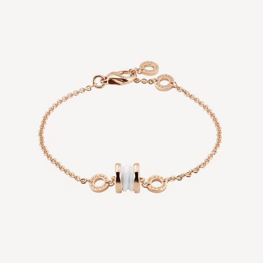 BVLGARI ZERO 1 SOFT PINK GOLD AND WHITE CERAMIC BRACELET