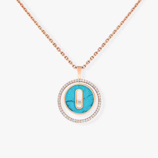 MESSIKA LUCKY MOVE 1 DIAMOND TURQUOISE PINK GOLD DIAMOND NECKLACE