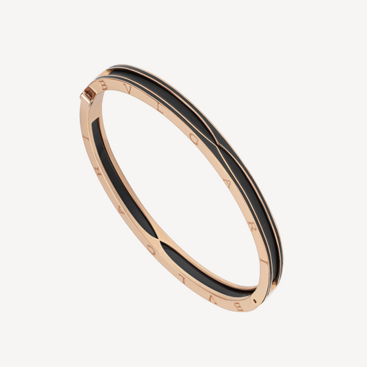 BVLGARI ZERO 1 PINK GOLD WITH MATTE BLACK CERAMIC BRACELET