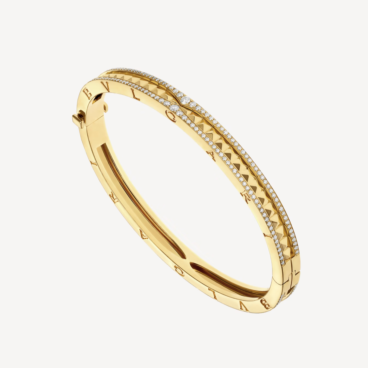 BVLGARI ZERO 1 SPIRAL AND PAVED DIAMOND GOLD BRACELET