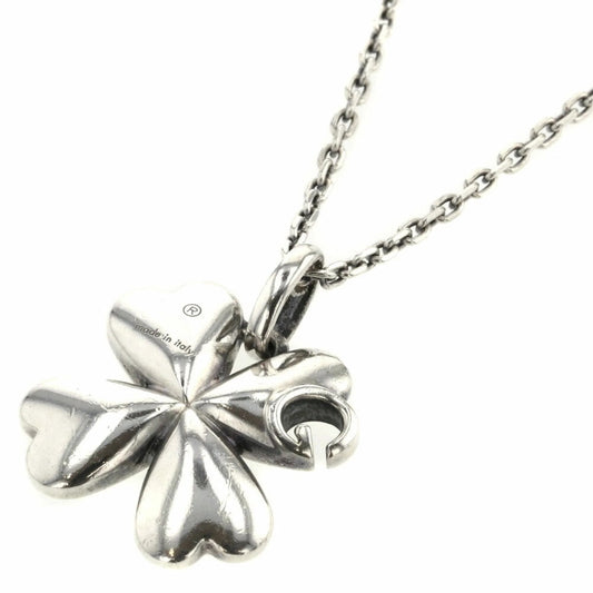 GUCCI GG SILVER CLOVER NECKLACE