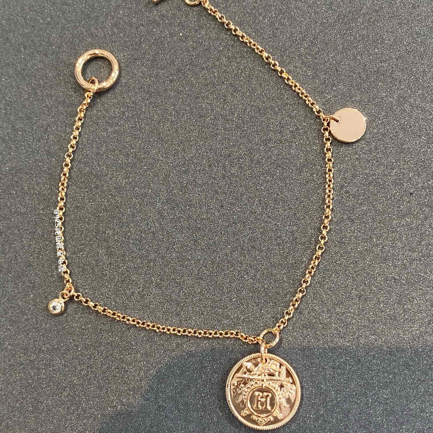 HERMES H Classic Gold Coin Bracelet
