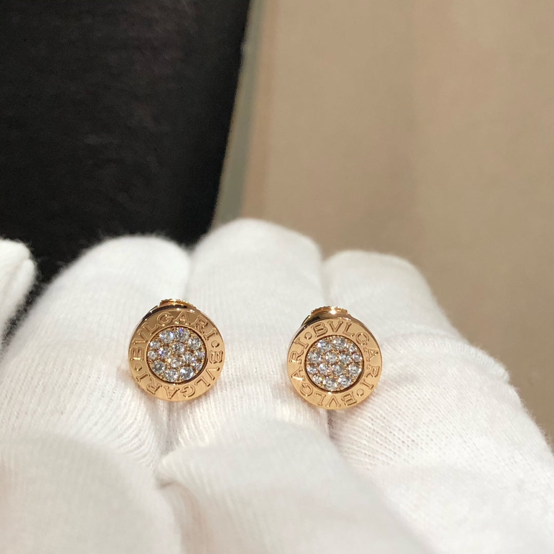 BVLGARI BVL EARRINGS CLUSTER PINK GOLD DIAMOND