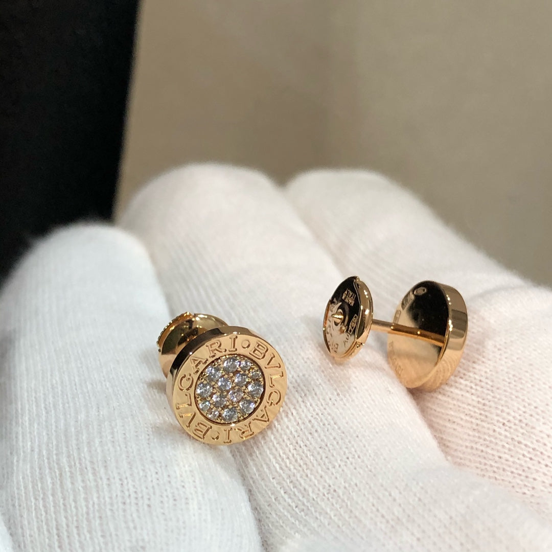 BVLGARI BVL EARRINGS CLUSTER PINK GOLD DIAMOND