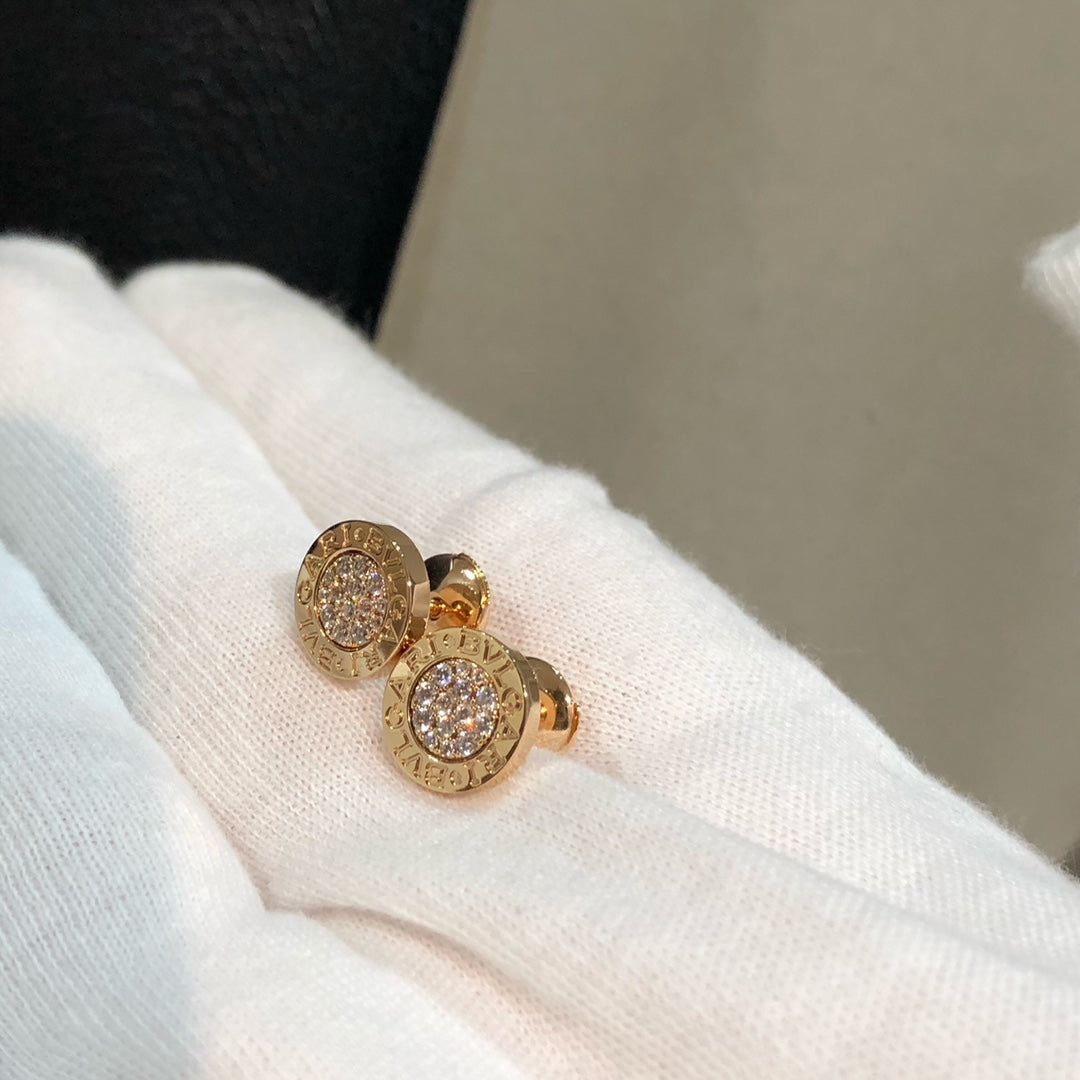 BVLGARI BVL EARRINGS CLUSTER PINK GOLD DIAMOND
