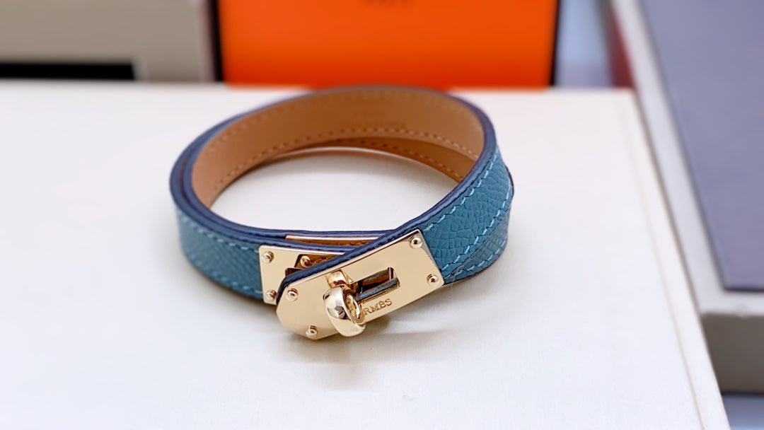 HERMES HM Kelly Double Tour Pink Gold Bracelet