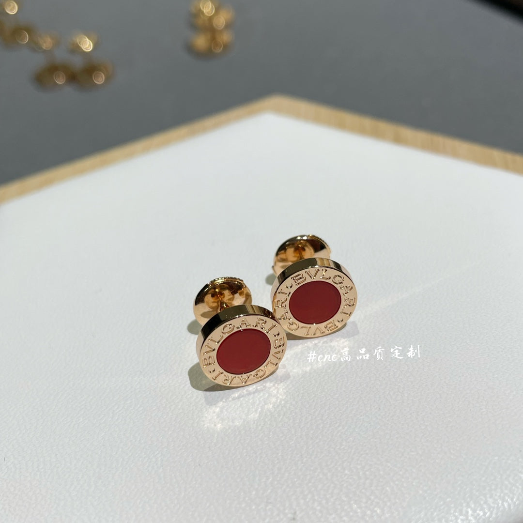 BVLGARI BVL EARRINGS CLUSTER CARNELIAN PINK GOLD