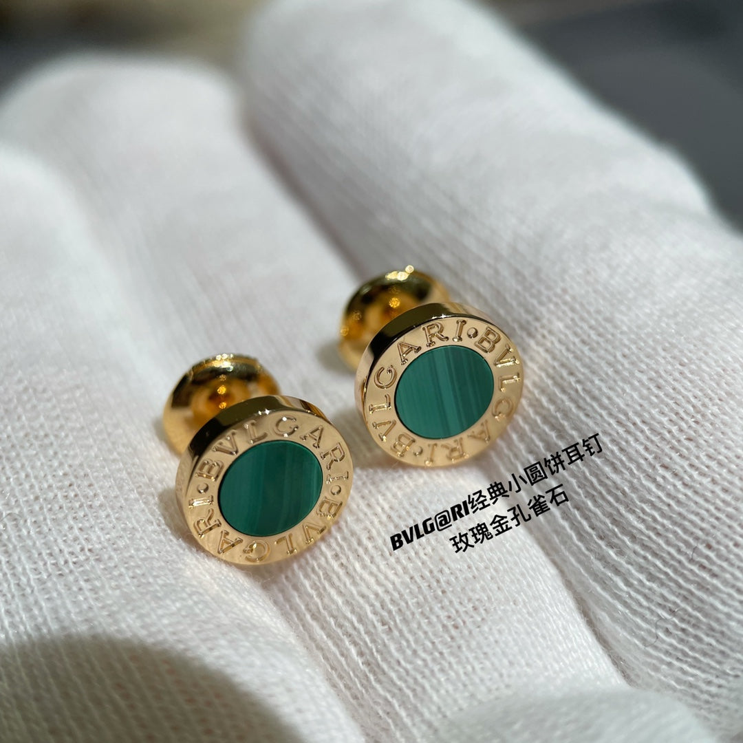 BVLGARI BVL EARRINGS CLUSTER MALACHITE GOLD