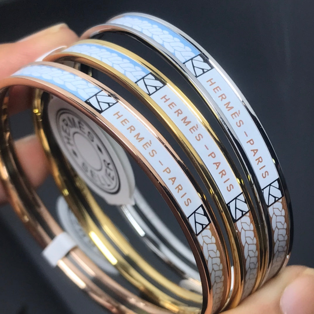 HERMES H Uni Bangle White Bracelet