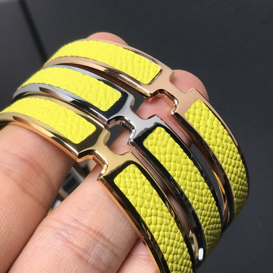 HERMES H Pig Nose Yellow Bracelet