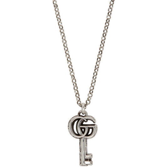GUCCI GG SILVER DOUBLE G KEY NECKLACE