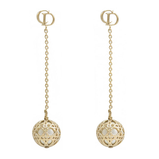 DIOR CD BALL DROP GOLD EARRINGS