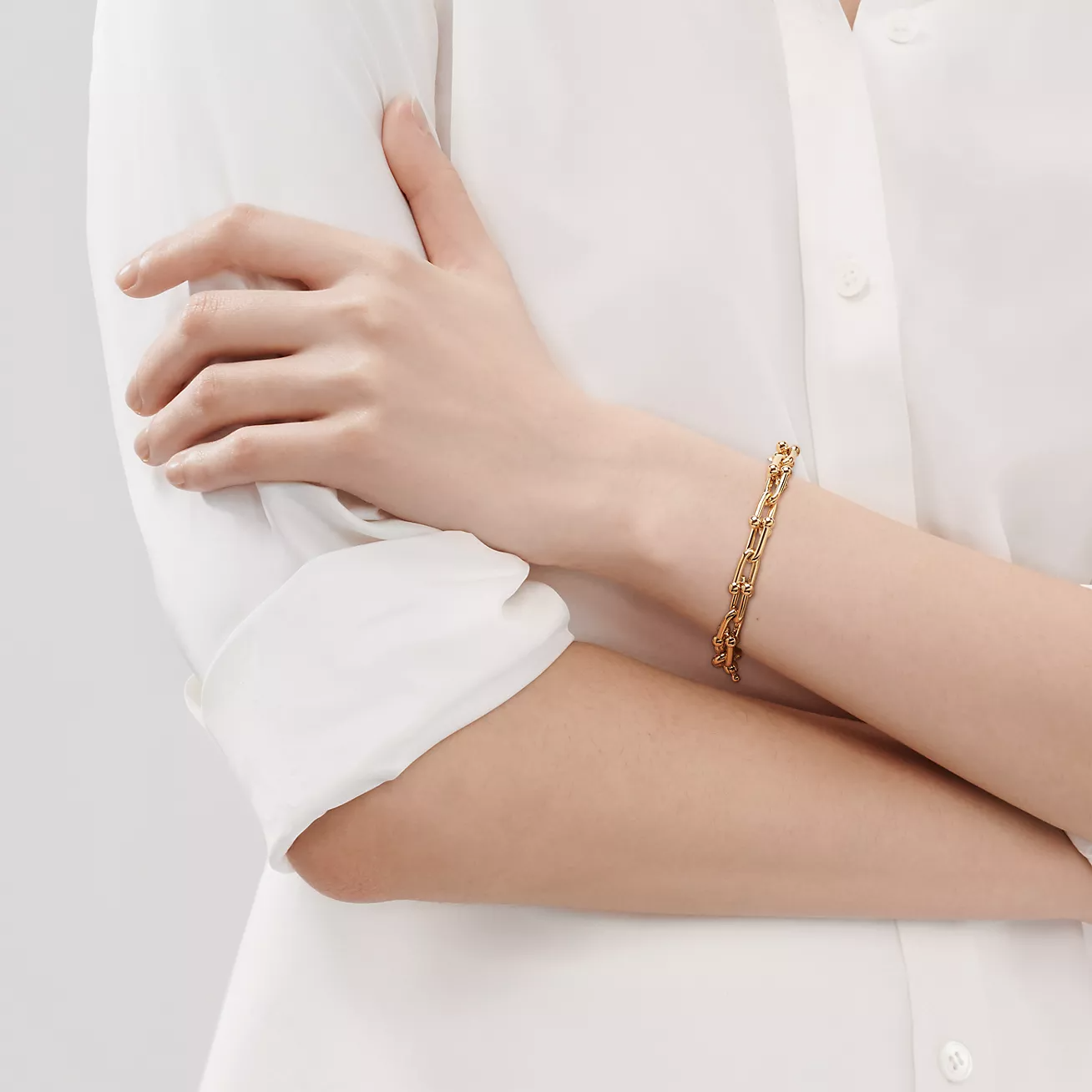 TIFFANY HARDWEAR MEDIUM LINK 20 MOTIF GOLD BRACELET