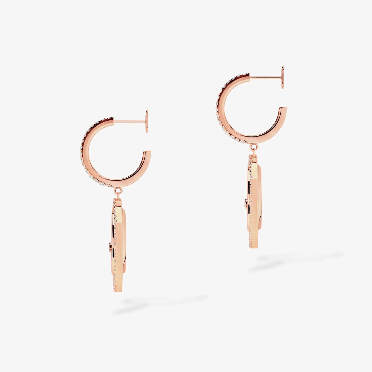 MESSIKA LUCKY MOVE WHITE MOTHER OF PEARL PINK GOLD DIAMOND EARRINGS