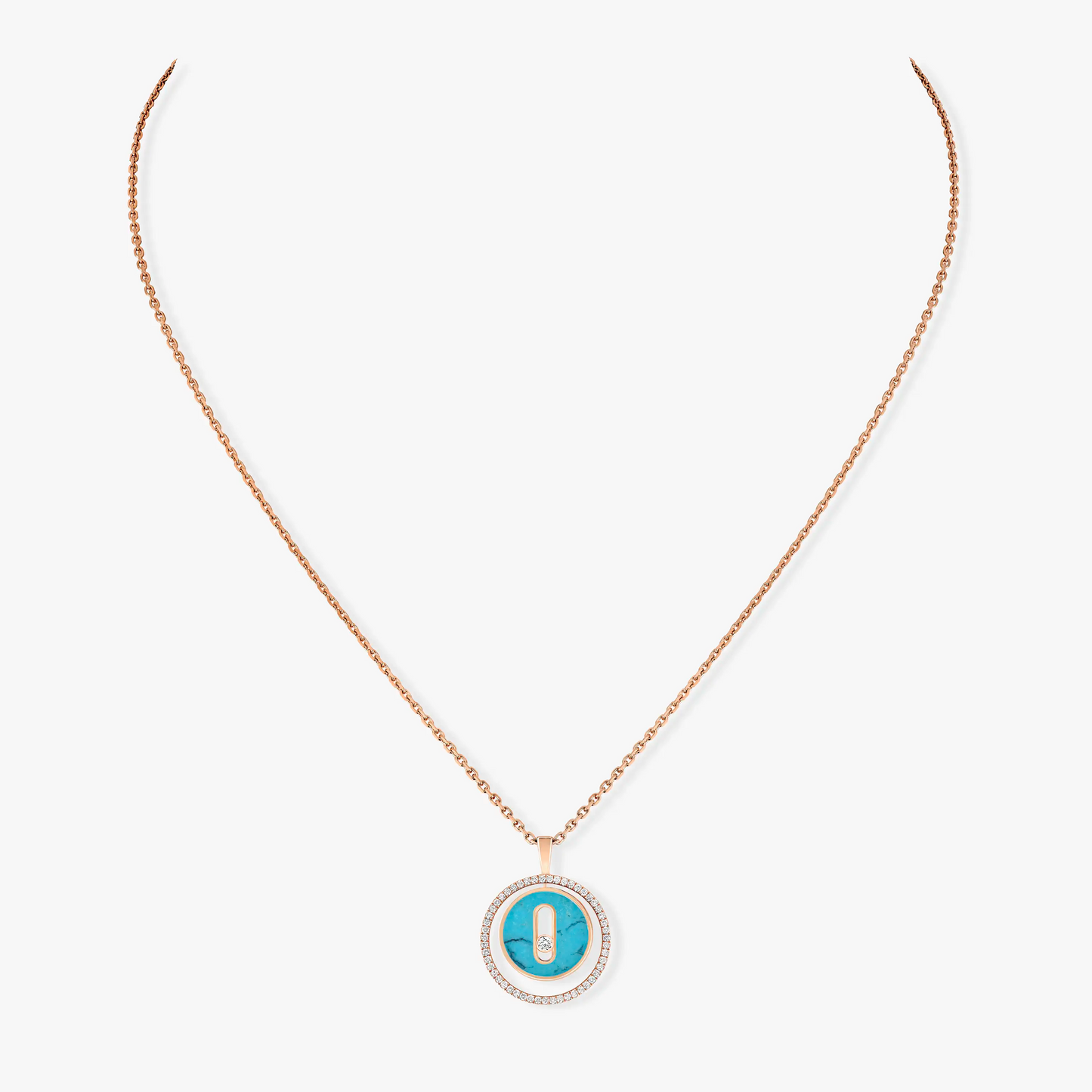 MESSIKA LUCKY MOVE 1 DIAMOND TURQUOISE PINK GOLD DIAMOND NECKLACE
