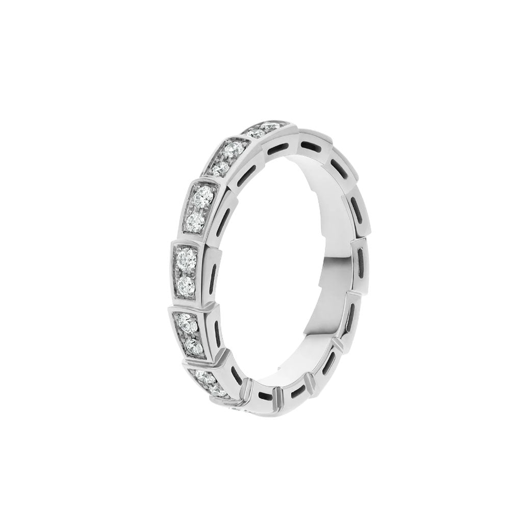 BVLGARI SERPENTI RING SILVER DIAMOND PAVED 3MM