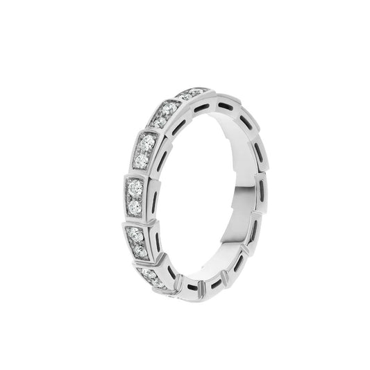 BVLGARI SERPENTI RING SILVER DIAMOND PAVED 3MM