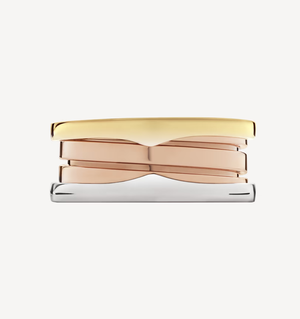 BVLGARI ZERO 1 THREE-BAND ROSE WHITE AND YELLOW RING