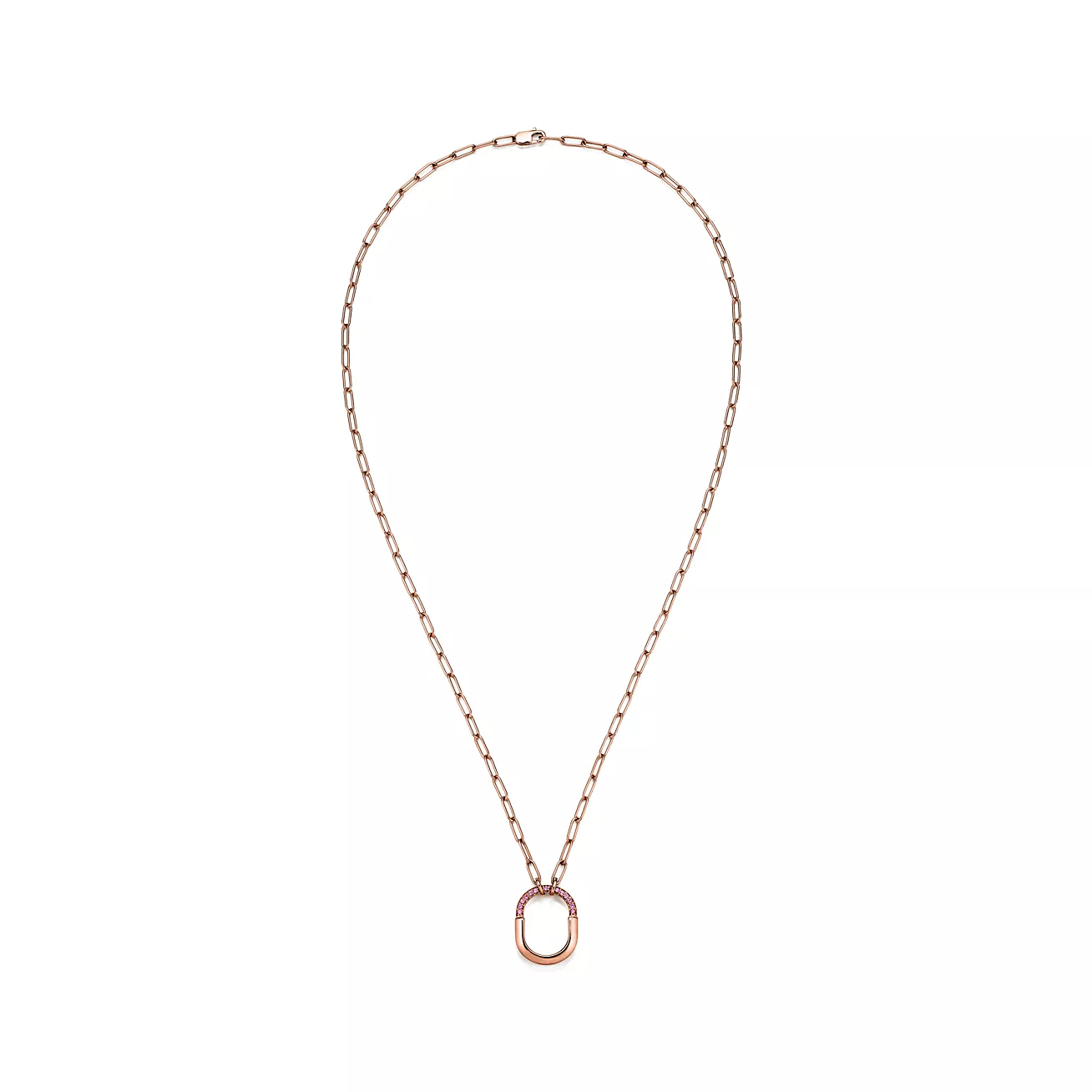 TIFFANY LOCK SMALL PENDANT PINK DIAMOND PINK GOLD NECKLACE