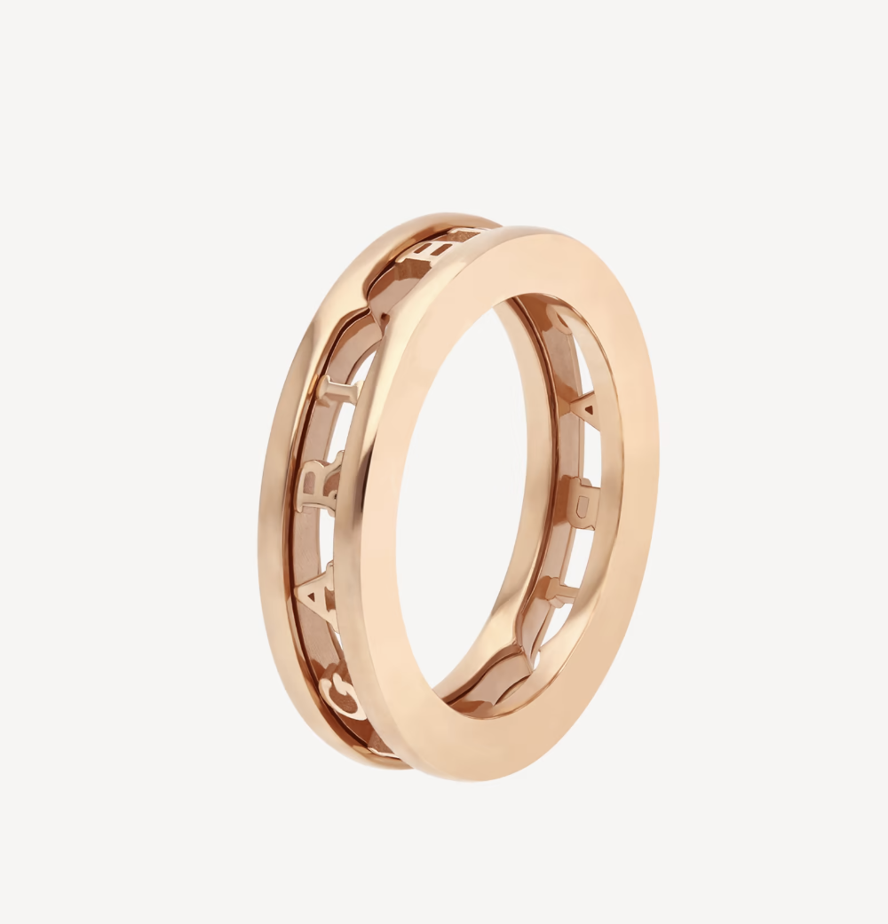 BVLGARI ZERO 1 ONE-BAND WITH OPENWORK LOGO SPIRAL RING