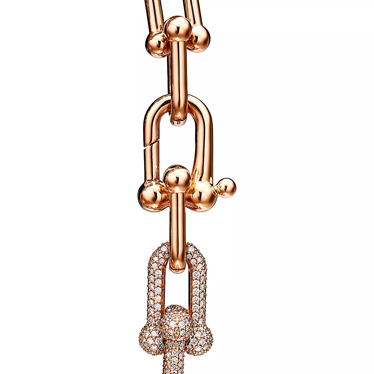 TIFFANY HARDWEAR LARGE LINK PINK GOLD PAVED DIAMOND BRACELET