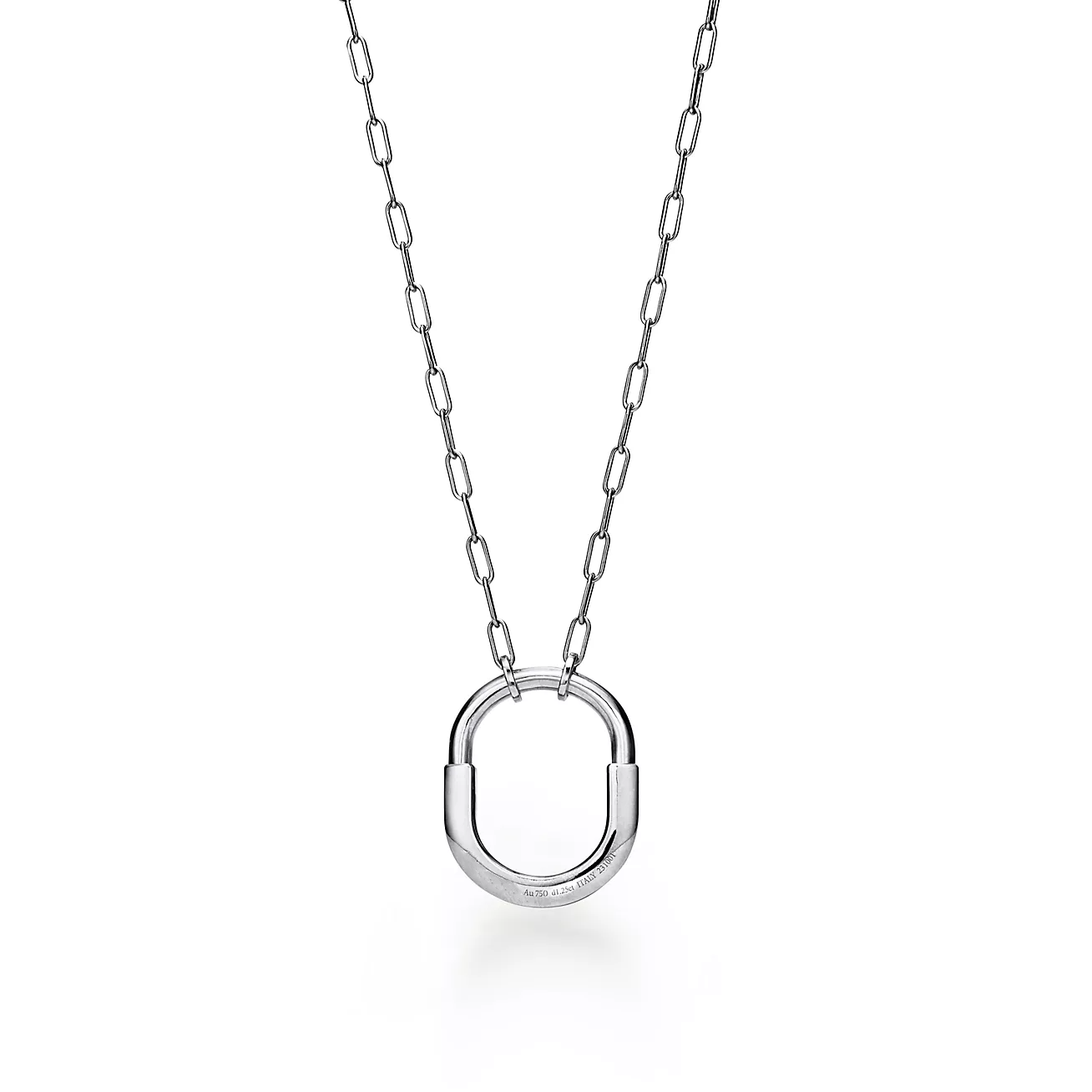 TIFFANY LOCK NECKLACE MEDIUM PENDANT SILVER PAVED DIAMONDS
