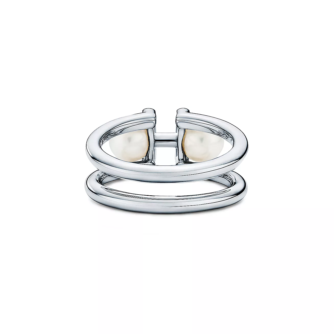 TIFFANY DOUBLE PEARL SILVER RING