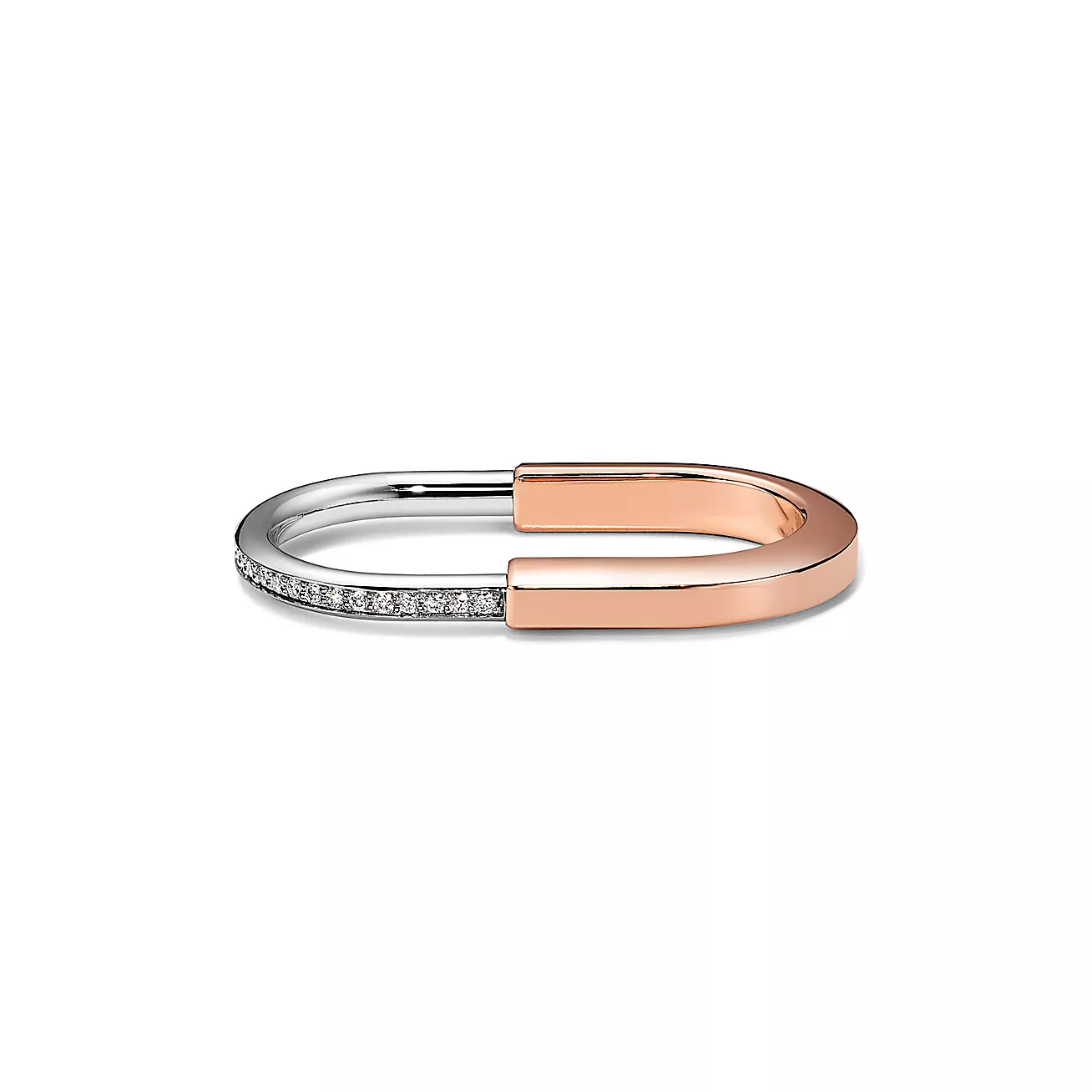 TIFFANY LOCK RING TOW-FINGER ROSE AND WHITE GOLD DIAMONDS