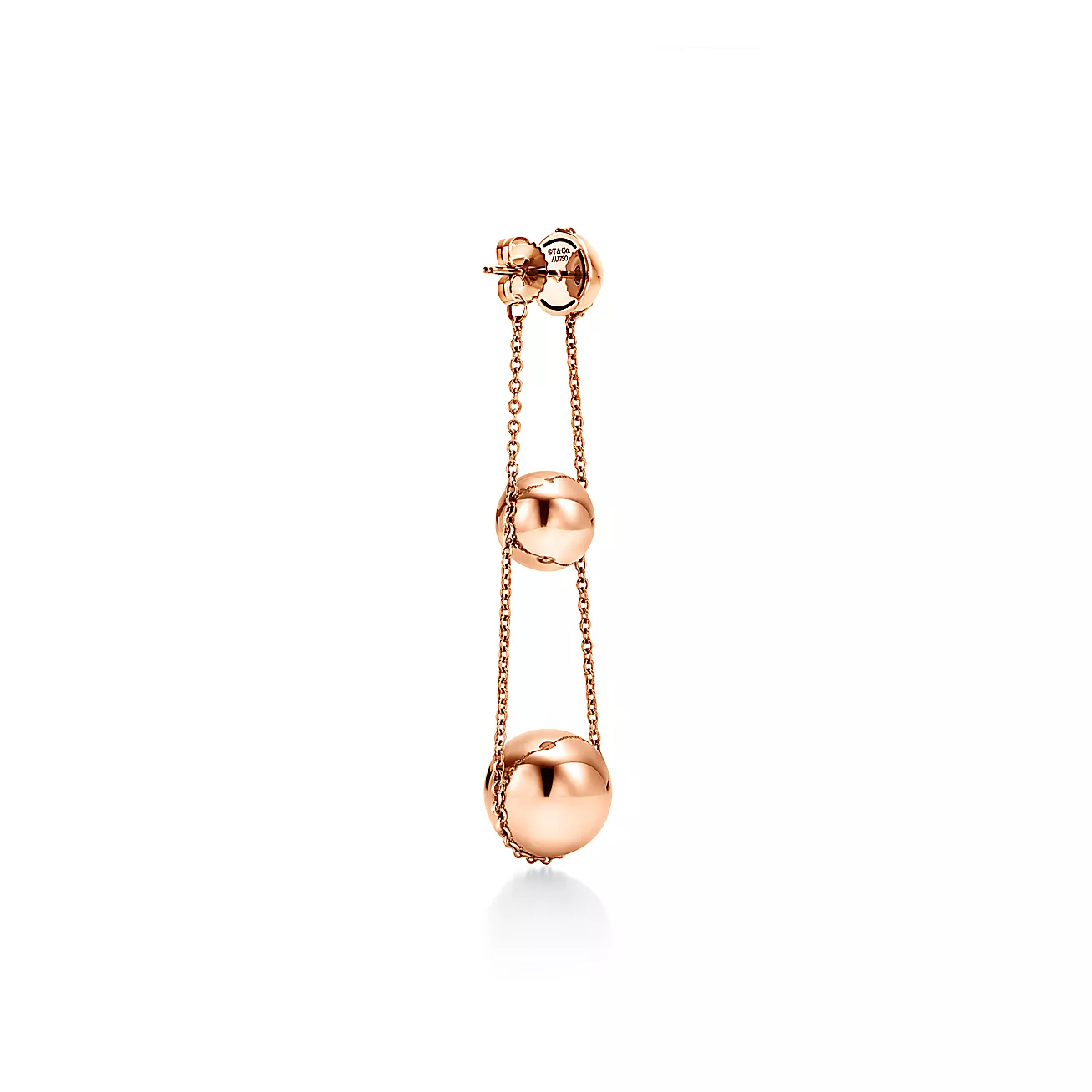 TIFFANY TRIPLE DROP PINK GOLD EARRINGS