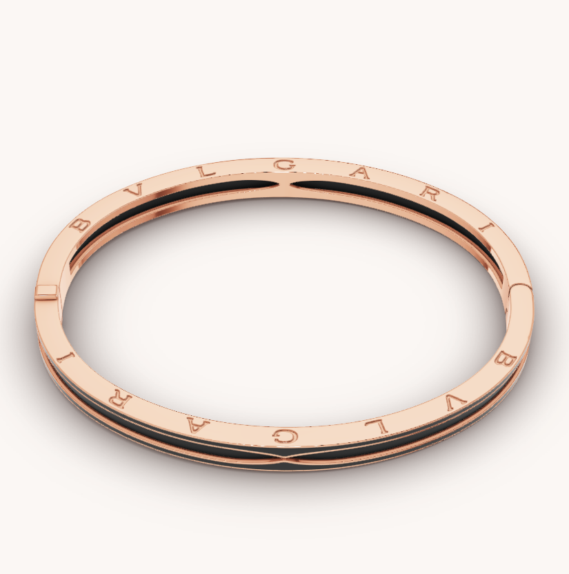 BVLGARI ZERO 1 PINK GOLD WITH MATTE BLACK CERAMIC BRACELET