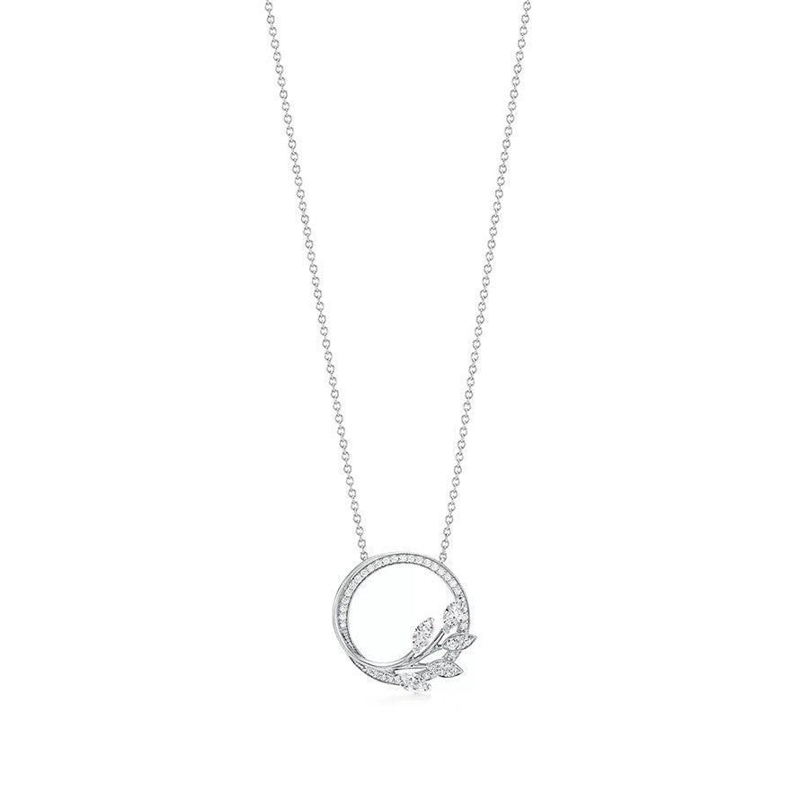 TIFFANY DIAMOND VINE CIRCLE PENDANT PLATINUM NECKLACE