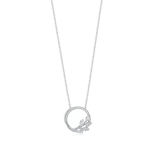 TIFFANY DIAMOND VINE CIRCLE PENDANT PLATINUM NECKLACE