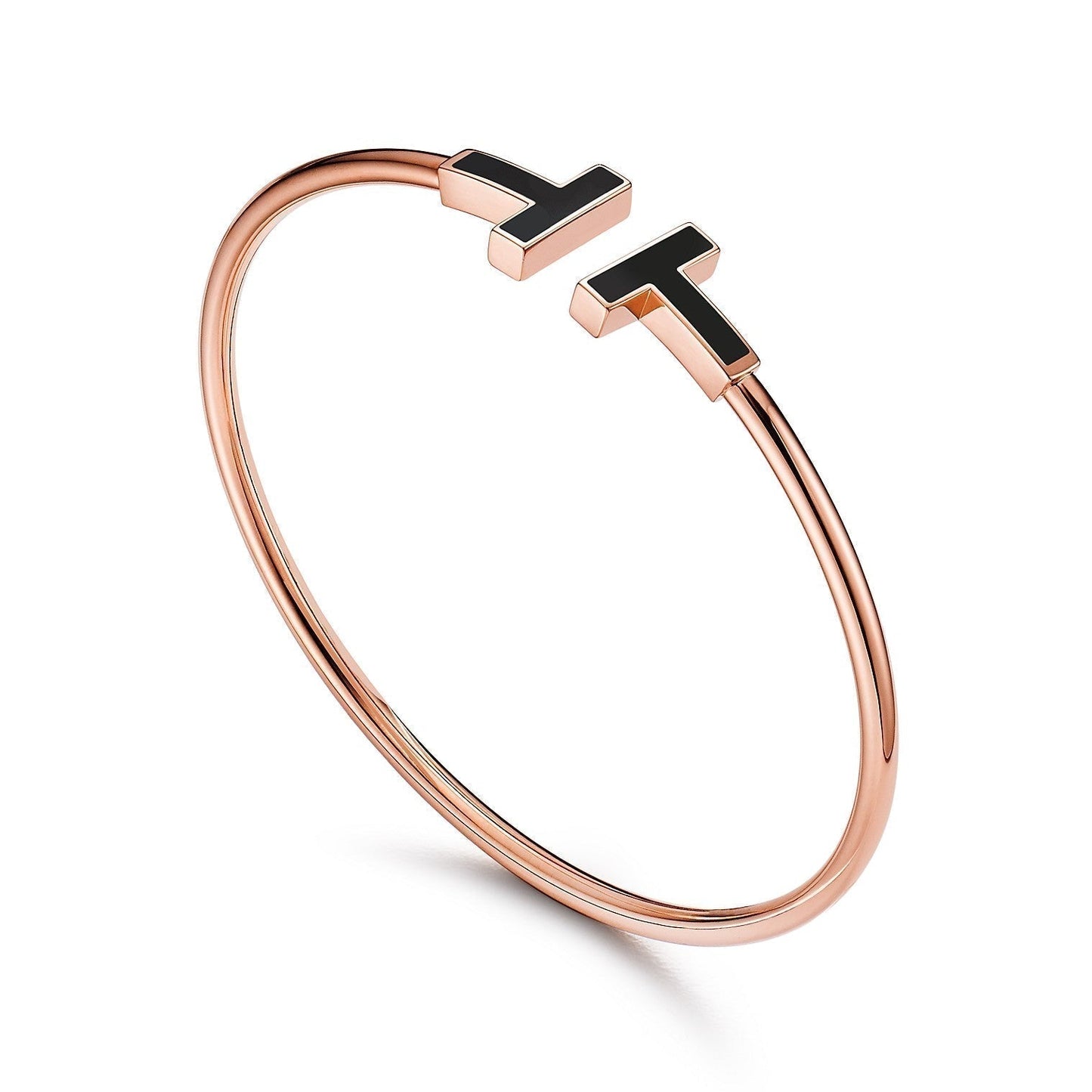 TIFFANY T BRACELET 1.8MM ONYX PINK GOLD