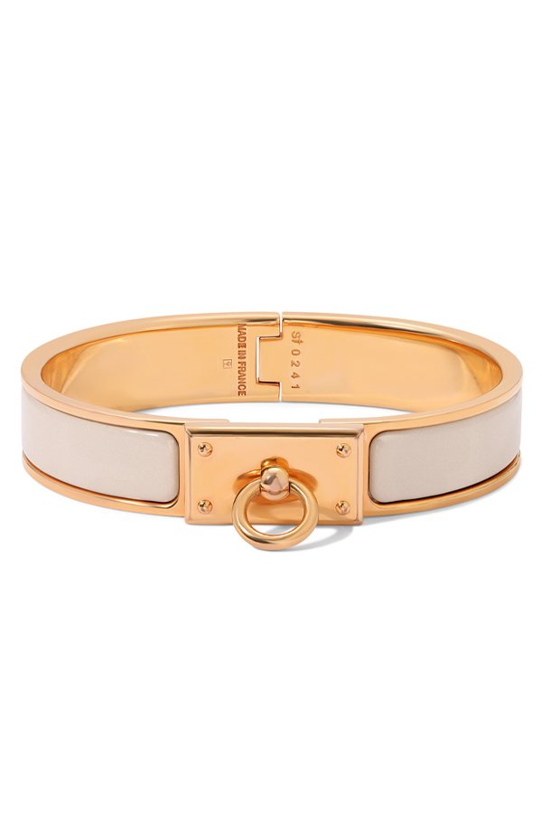 HERMES H RING LOCK BRACELET 12MM WHITE