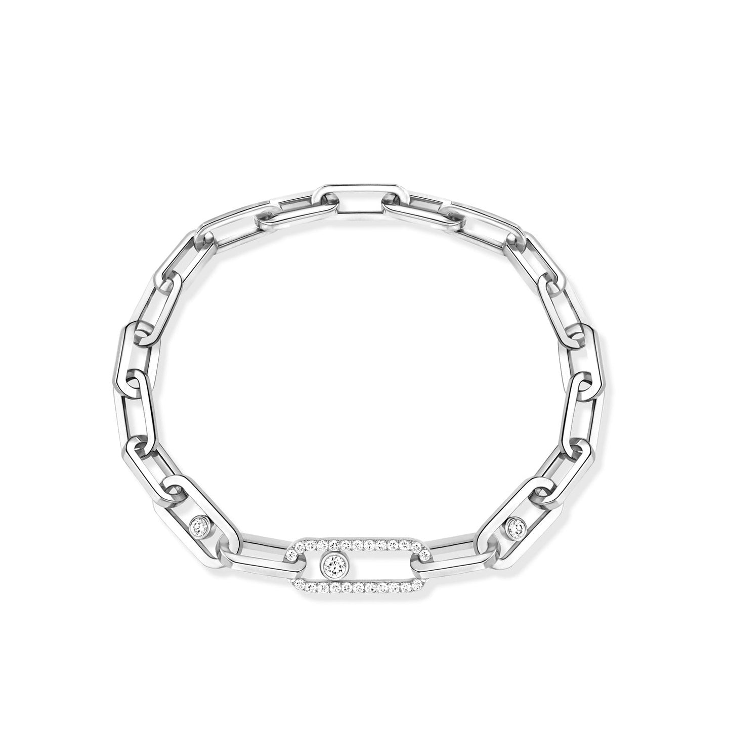MESSIKA MOVE CHAIN LINK SILVER DIAMOND BRACELET