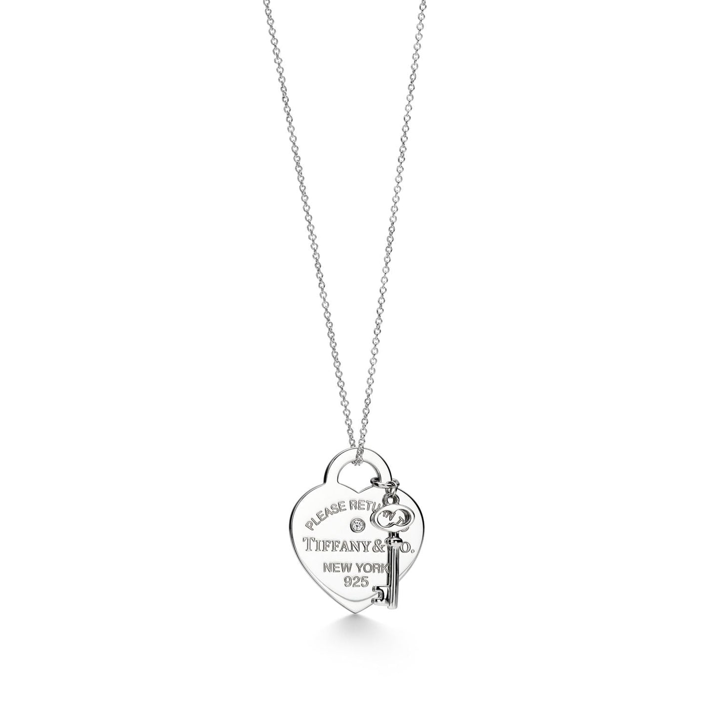 HERMES HEART AND KEY SILVER NECKLACE