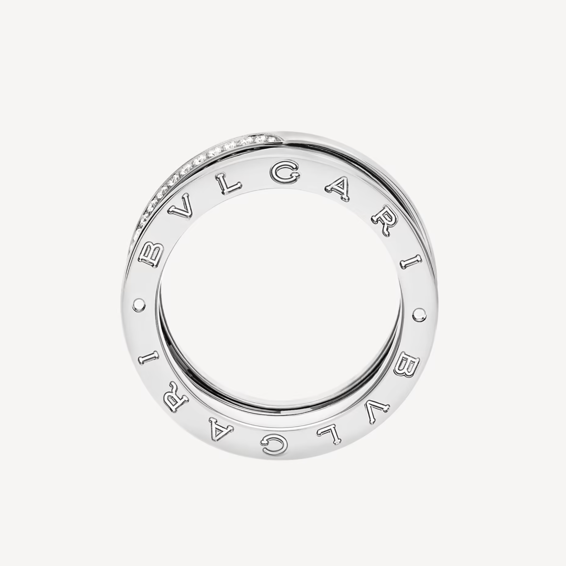 BVLGARI ZERO 1 THREE-BAND WITH DEMI-PAVED DIAMONDS ON THE EDGES RING