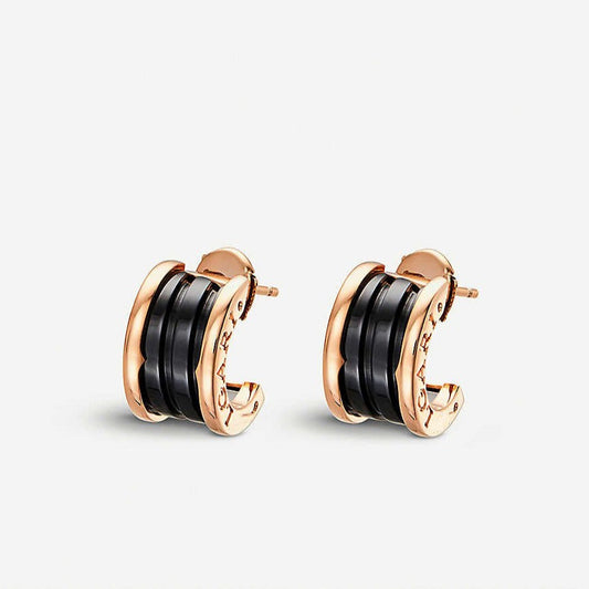 BVLGARI ZERO 1 PINK GOLD CERAMIC EARRINGS