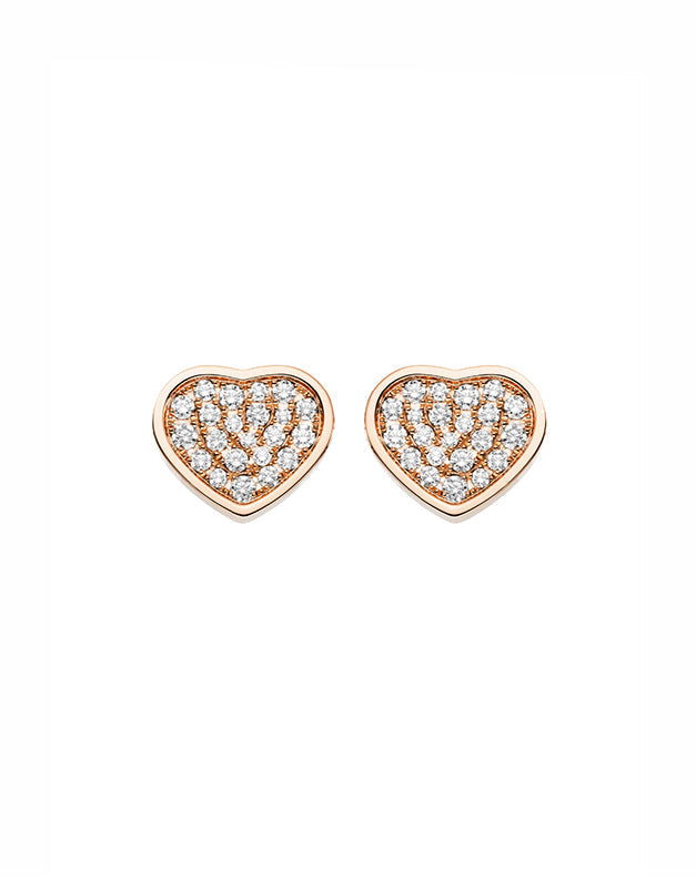 CHOPARD HAPPY HEART EARRINGS PINK GOLD DIAMOND