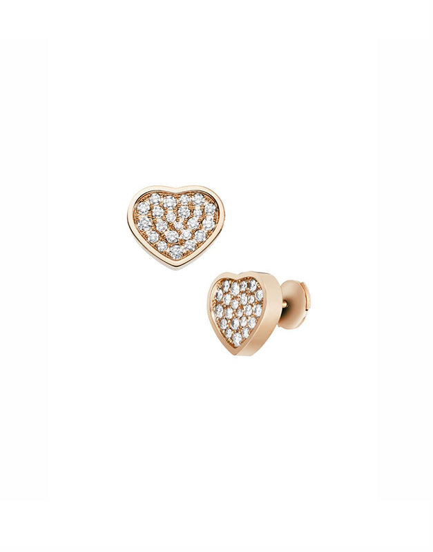 CHOPARD HAPPY HEART EARRINGS PINK GOLD DIAMOND